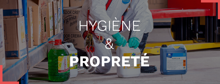 Produits d'hygiène & propreté : gel hydroalcoolique, serpillère, balai