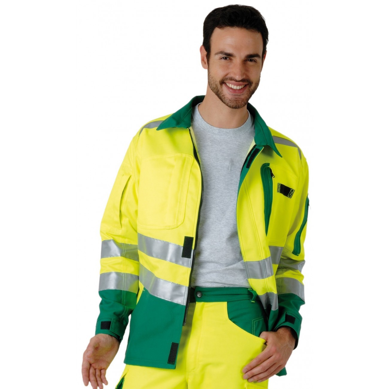 Veste roady jaune fluo et vert amazonie