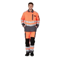 PANTALON RÉFLÉCHISSANT HOMME/FEMME ROADY EJ 75 CM ORANGE FLUO/MARINE 