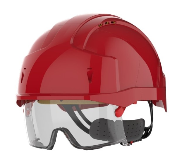 CASQUE DE CHANTIER EVO VISTALENSE ROUGE/CAPOT FUME