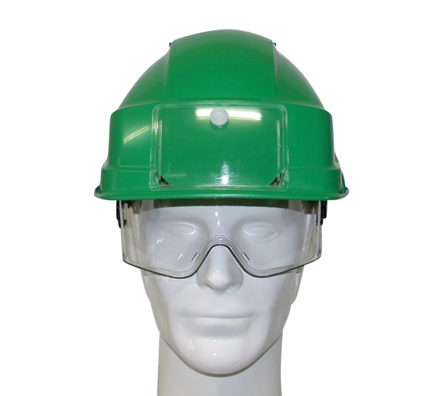 CASQUE DE CHANTIER IRIS 2 AVEC PORTE-BADGE VERT SANS AERATION