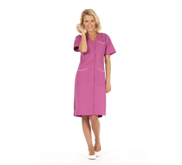 BLOUSE PROFESSIONNELLE FEMME LAURENE MANCHES COURTES ROSA/BLANC