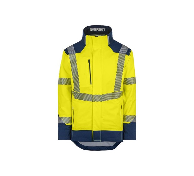 VESTE DE PLUIE RÉFLÉCHISSANTE EVREST JAUNE FLUO/MARINE 