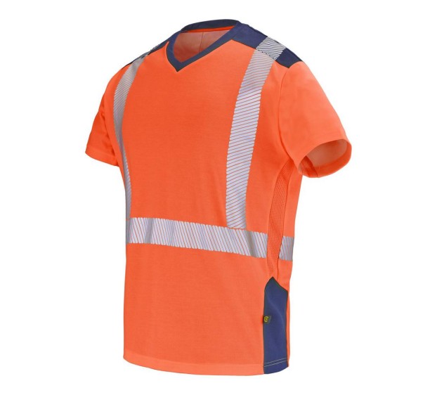 T-SHIRT HAUTE VISIBILITÉ MANCHES COURTES FLUO SAFE XP ORANGE FLUO/MARINE