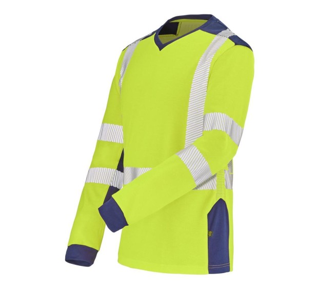 T-SHIRT HAUTE VISIBILITÉ MANCHES LONGUES FLUO SAFE XP JAUNE FLUO/MARINE