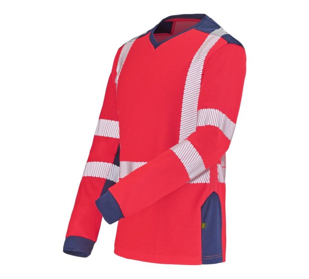 T-SHIRT HAUTE VISIBILITÉ MANCHES LONGUES FLUO SAFE XP ROUGE FLUO/MARINE