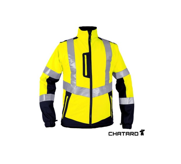 BLOUSON HAUTE VISIBILITÉ SOFTSHELL FJORD 3 JAUNE FLUO/MARINE