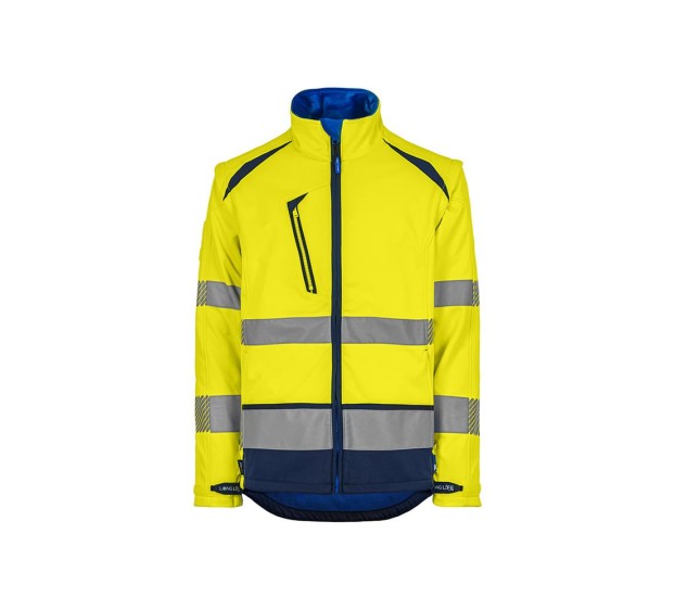 VESTE RÉFLÉCHISSANTE HOMME/FEMME SOFTSHELL LONG LIFE JAUNE FLUO/MARINE 