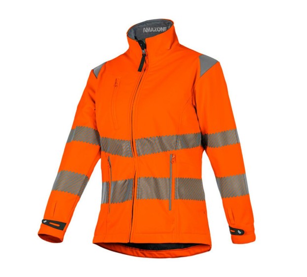 VESTE RÉFLÉCHISSANTE SOFTSHELL FEMME AMAZONE ORANGE FLUO