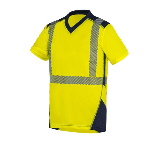 TEE-SHIRT HAUTE VISIBILITÉ MANCHES COURTES BALI JAUNE FLUO/MARINE T. 4XL