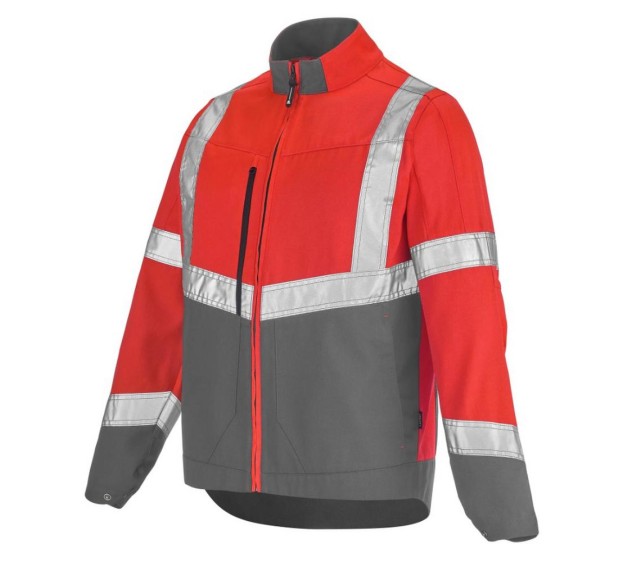 BLOUSON HAUTE VISIBILITÉ LUTEA PI ROUGE FLUO/GRIS MINERAL
