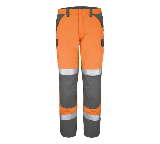 PANTALON HAUTE VISIBILITE/ANTISTATIQUE/IGNIFUGE/SOUDEUR/ANTI-ACIDE/ATEX ESCORIAL 300 XP ORANGE FLUO/GRIS CHARCOAL