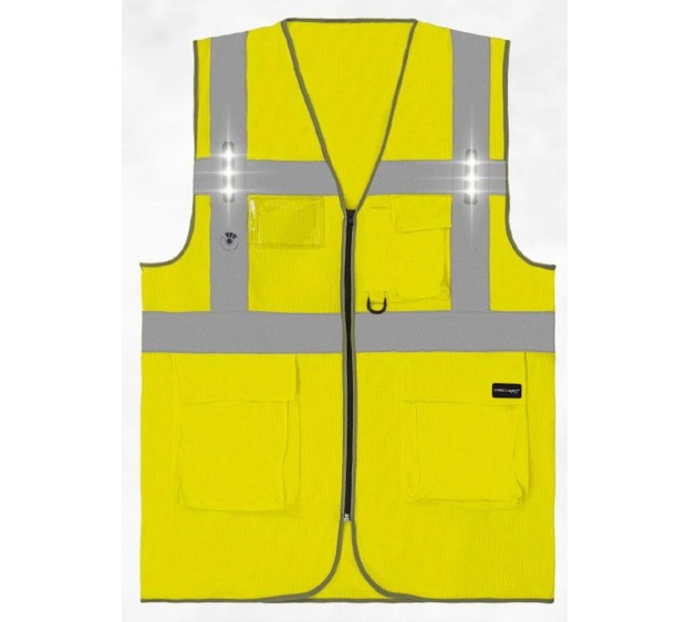 GILET HAUTE VISIBILITE LED SAFARI LED JAUNE FLUO