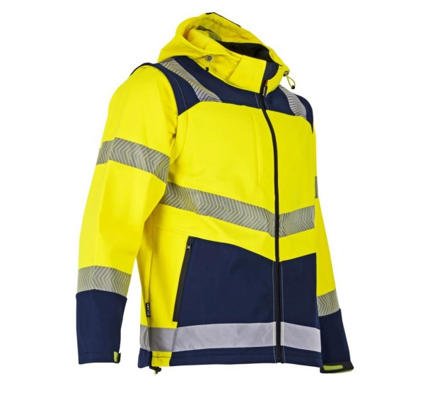 VESTE RÉFLÉCHISSANTE HOMME/FEMME SOFTSHELL VISEUR JAUNE FLUO/MARINE T.10/6XL