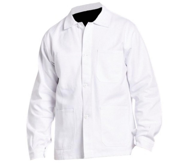 VESTE DE TRAVAIL HOMME/FEMME 100 % COTON BLANC 