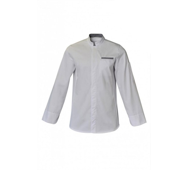 VESTE DE CUISINE HOMME/FEMME FLORENT MANCHES LONGUES GRIS/PISTACHE
