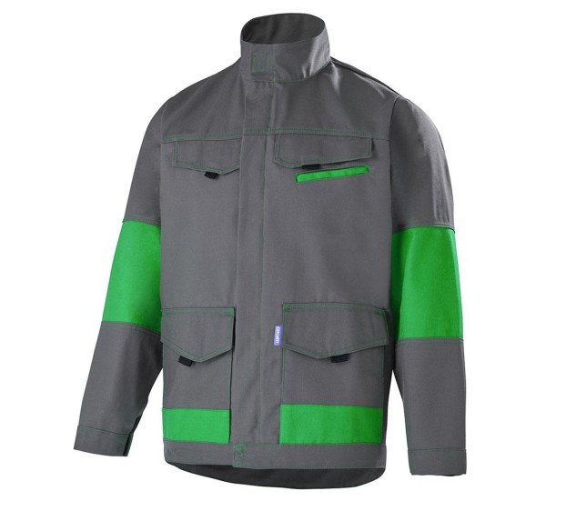 BLOUSON DE TRAVAIL FACITY COTON/POLYESTER GRIS CHARCOAL/VERT AMAZONIE