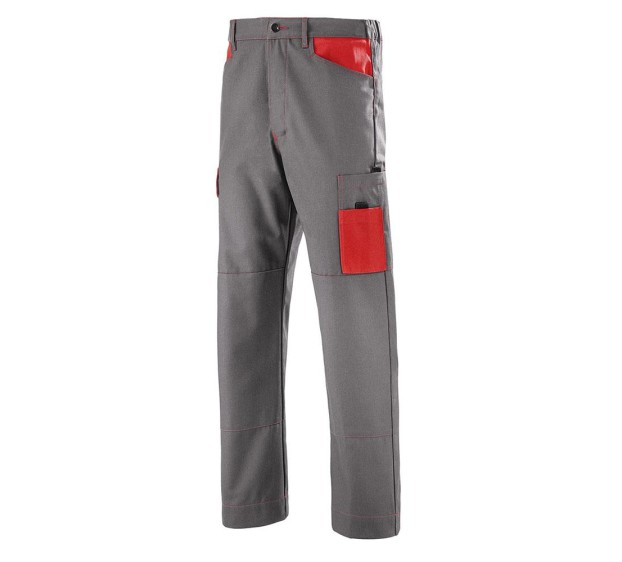 PANTALON DE TRAVAIL HOMME/FEMME FACITY COTON/POLYESTER GRIS CONVOY/ROUGE EMPIRE