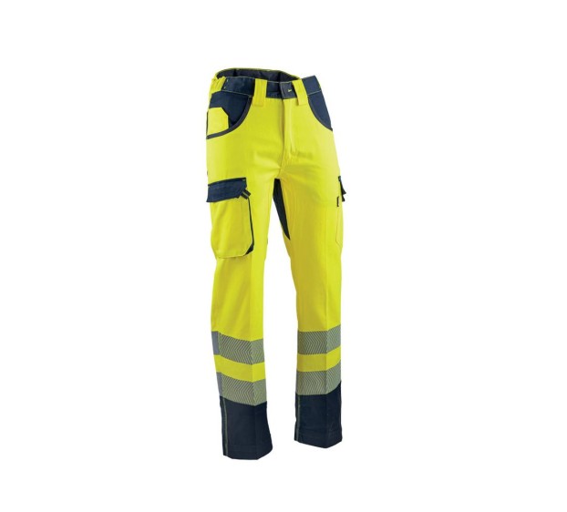 PANTALON RÉFLÉCHISSANT HOMME/FEMME CAPTEUR JAUNE FLUO/BLEU FONCE 