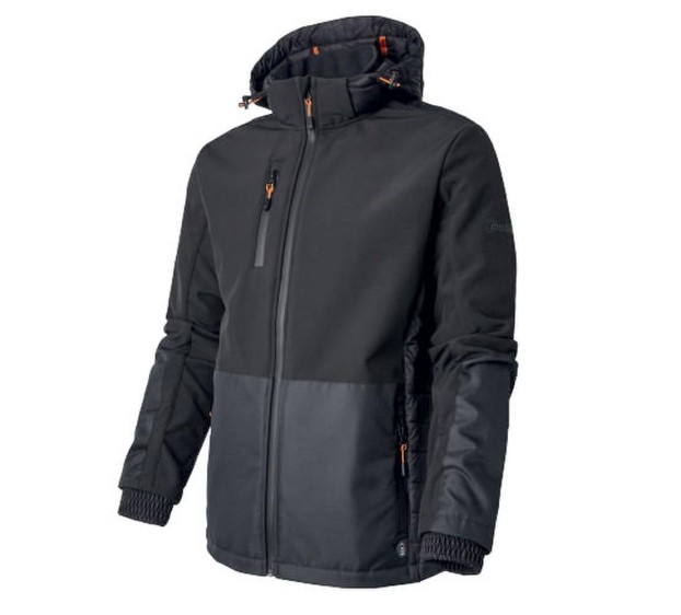 VESTE SOFTSHELL HIVER DE TRAVAIL HOMME/FEMME HYBRID NOIR/ORANGE