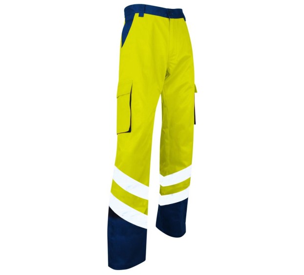 PANTALON RÉFLÉCHISSANT BALISE JAUNE FLUO/MARINE 