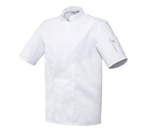 VESTE DE CUISINE HOMME/FEMME NERO MANCHES COURTES BLANC