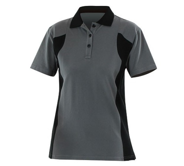 POLO DE TRAVAIL FEMMME PRISMIK GRIS ACIER/NOIR