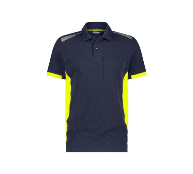 POLO DE TRAVAIL HOMME/FEMME VERACRUZ BLEU NUIT/JAUNE FLUO 
