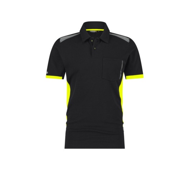 POLO DE TRAVAIL HOMME/FEMME VERACRUZ  NOIR/JAUNE FLUO