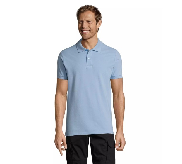 POLO HOMME MANCHES COURTES BLEU CIEL 