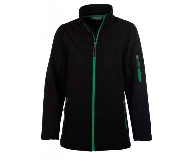 VESTE SOFTSHELL HIVER DE TRAVAIL FEMME ATLANTIC NOIR/ZIP VERT