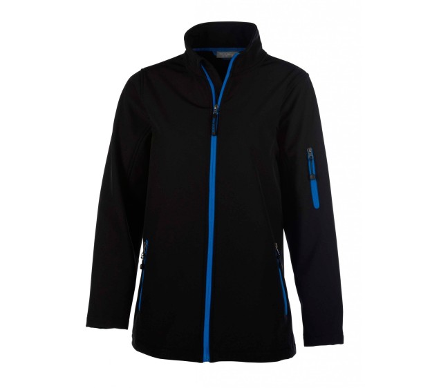 VESTE SOFTSHELL HIVER DE TRAVAIL FEMME ATLANTIC NOIR/ZIP BLEU ROYAL