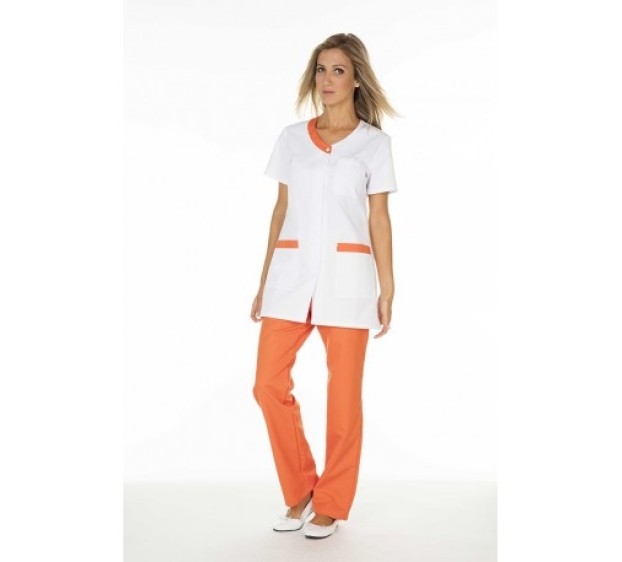 TUNIQUE INFIRMIÈRE FEMME VALENTINE BLANC/CORAIL 