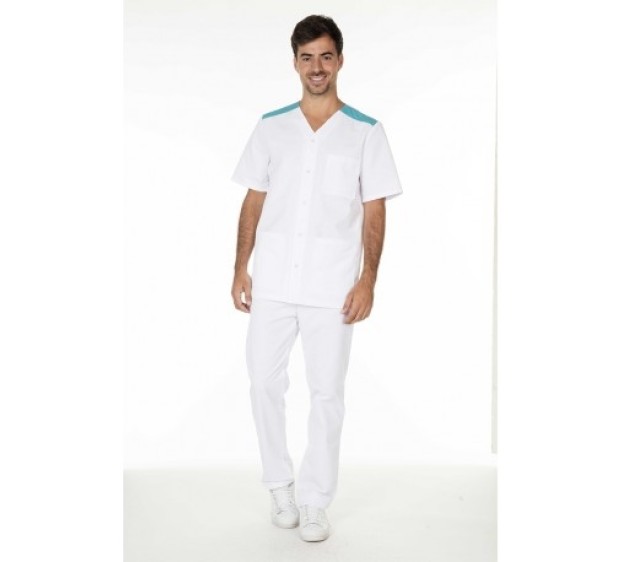 TUNIQUE INFIRMIER HOMME VALENTIN BLANC/LAGON 