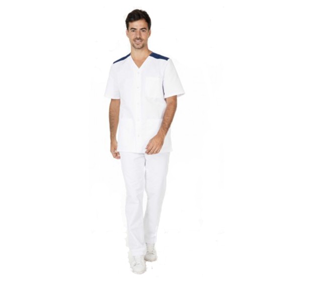 TUNIQUE INFIRMIER HOMME VALENTIN BLANC/MARINE