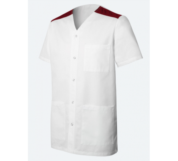 TUNIQUE INFIRMIER HOMME VALENTIN BLANC/BORDEAUX 