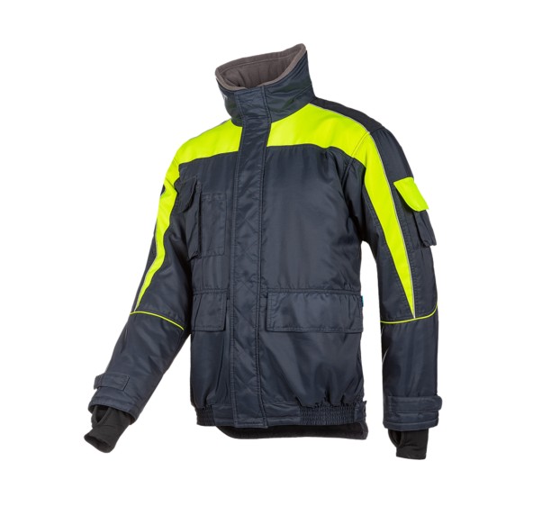 BLOUSON CHAUD DE TRAVAIL NIBAS JAUNE FLUO/MARINE 
