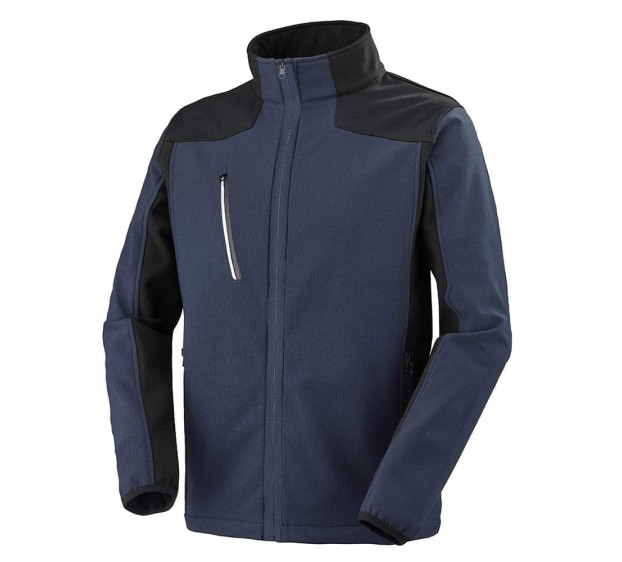 VESTE SOFTSHELL HIVER DE TRAVAIL HOMME/FEMME TEREK MANCHES AMOVIBLES NAVY/NOIR 