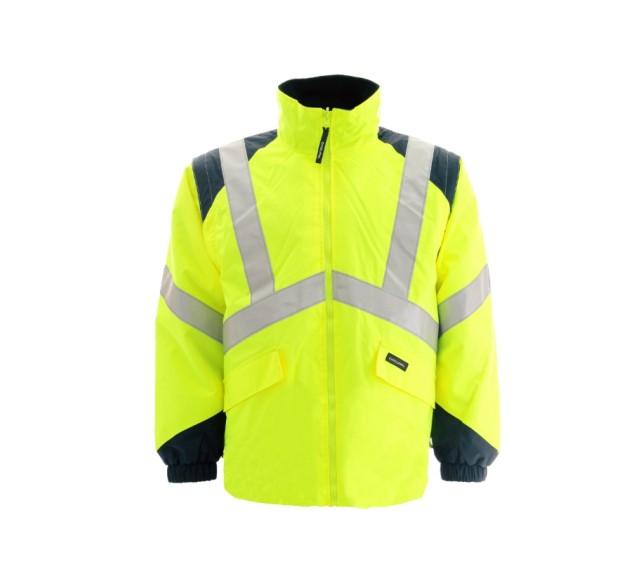 BLOUSON HAUTE VISIBILITÉ ELYSE JAUNE FLUO/MARINE 