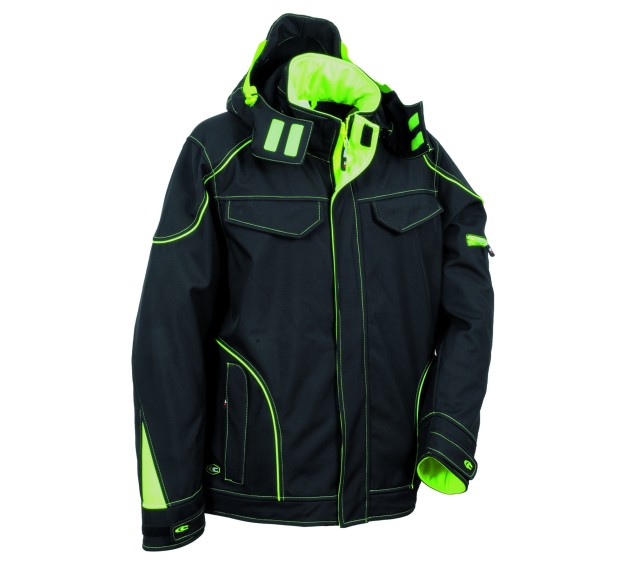 VESTE SOFTSHELL IMPERMEABLE FEMME/HOMME TECKA NOIR/LIME