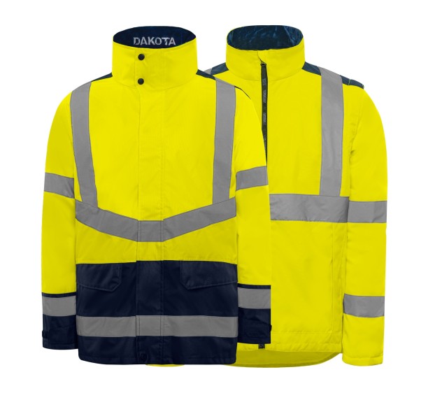 PARKA 4 EN 1 DAKOTA HAUTE VISIBILITE JAUNE/MARINE