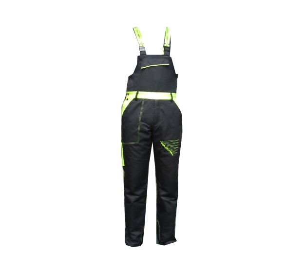 COTTE DE PROTECTION ANTI-COUPURE TRONCONNEUSE A BRETELLES NOIR/JAUNE