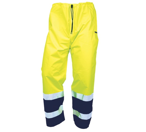 PANTALON DE PLUIE RÉFLÉCHISSANT MADUO JAUNE FLUO/MARINE 