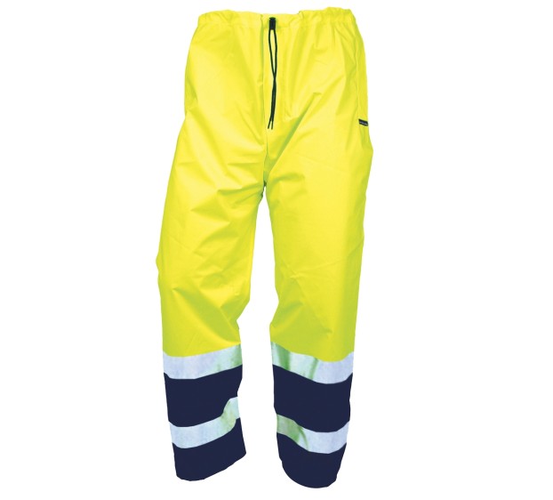 PANTALON DE PLUIE RÉFLÉCHISSANT MADUO JAUNE FLUO/MARINE