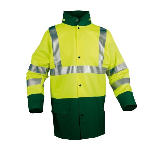 VESTE DE PLUIE RÉFLÉCHISSANTE LAURENT JAUNE FLUO/VERT 