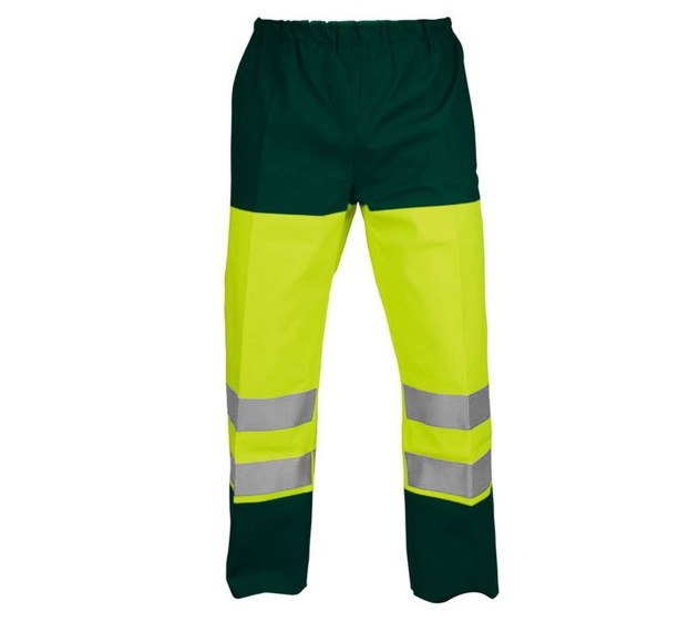 PANTALON DE PLUIE RÉFLÉCHISSANT MICHEL JAUNE FLUO/VERT AVEC BRETELLES