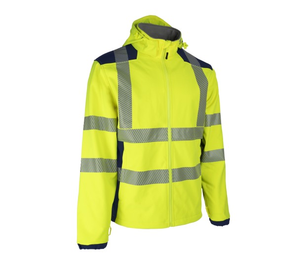 VESTE RÉFLÉCHISSANTE HOMME/FEMME SOFTSHELL NEBULO JAUNE/MARINE