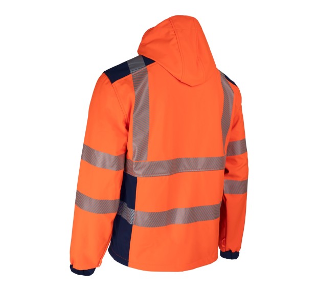 VESTE RÉFLÉCHISSANTE HOMME/FEMME SOFTSHELL NEBULO ORANGE FLUO/MARINE 
