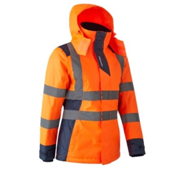 PARKA HAUTE VISIBILITÉ FEMME HORA ORANGE FLUO/MARINE 