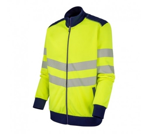 SWEAT RÉFLÉCHISSANT LUKLIGHT COL MONTANT JAUNE FLUO/MARINE